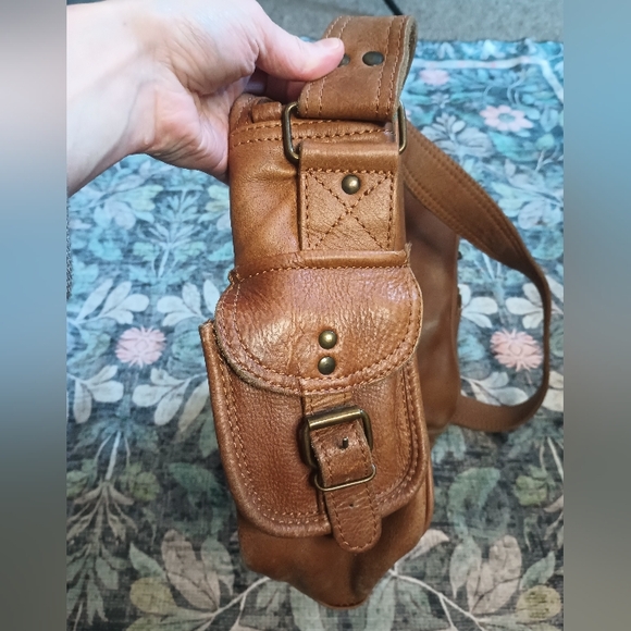 Vintage Paul Marius Leather Messenger Bag Tan Crossbody Pockets Buckle Academia - Picture 2 of 13